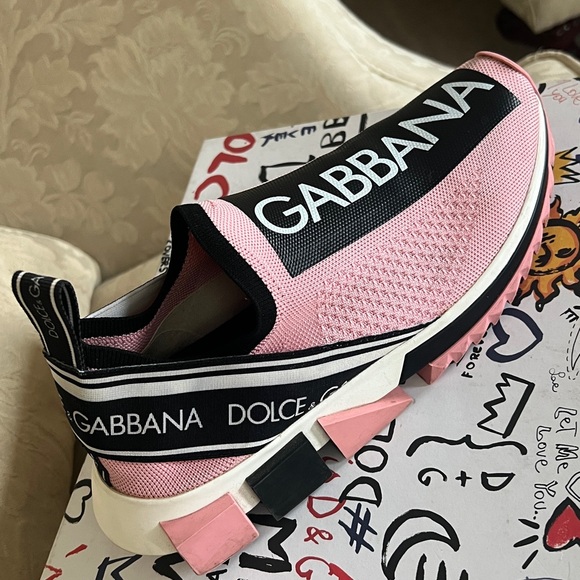 Dolce & Gabbana Shoes - Dolce & Gabbana Pink and Black Slip-On Sneakers